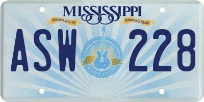 MS license plate ASW228