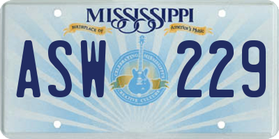 MS license plate ASW229