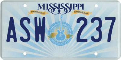 MS license plate ASW237
