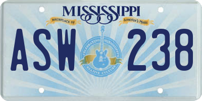 MS license plate ASW238