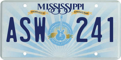 MS license plate ASW241