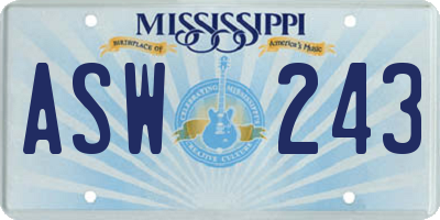 MS license plate ASW243