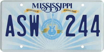MS license plate ASW244