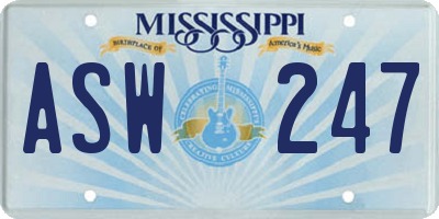 MS license plate ASW247