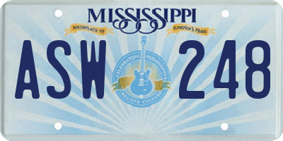 MS license plate ASW248