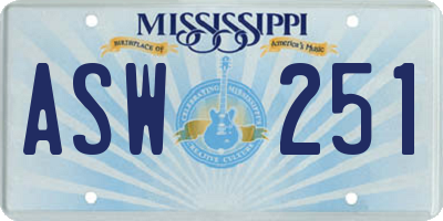 MS license plate ASW251