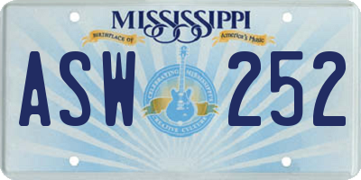 MS license plate ASW252