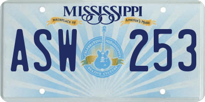MS license plate ASW253