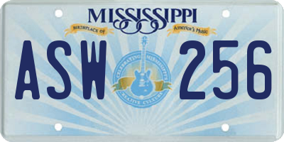 MS license plate ASW256