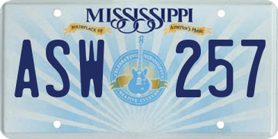 MS license plate ASW257