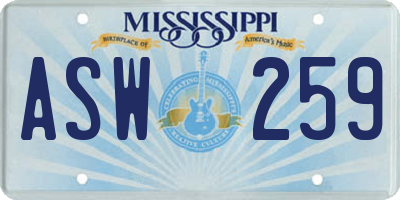 MS license plate ASW259