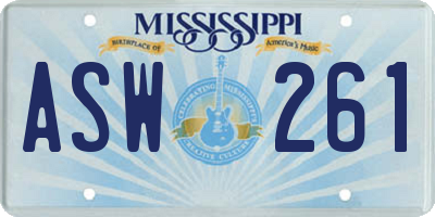 MS license plate ASW261