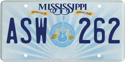 MS license plate ASW262