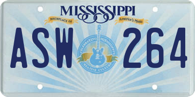 MS license plate ASW264