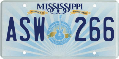 MS license plate ASW266