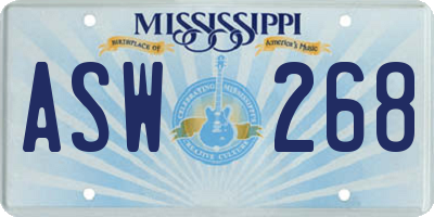 MS license plate ASW268