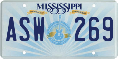 MS license plate ASW269
