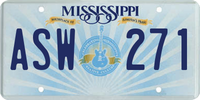 MS license plate ASW271