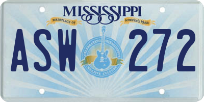 MS license plate ASW272