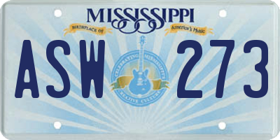 MS license plate ASW273