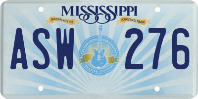 MS license plate ASW276