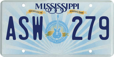 MS license plate ASW279