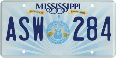 MS license plate ASW284