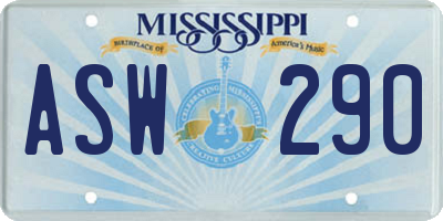 MS license plate ASW290