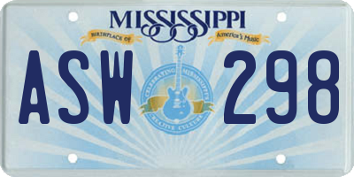 MS license plate ASW298