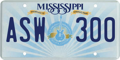 MS license plate ASW300