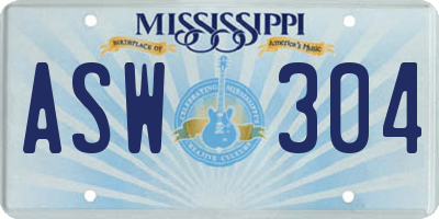 MS license plate ASW304