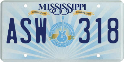 MS license plate ASW318