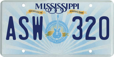 MS license plate ASW320