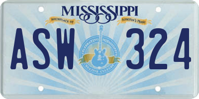 MS license plate ASW324