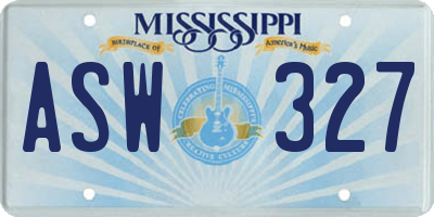MS license plate ASW327