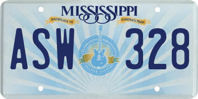 MS license plate ASW328