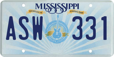 MS license plate ASW331