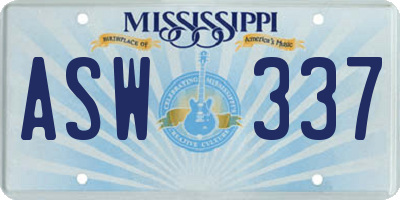 MS license plate ASW337
