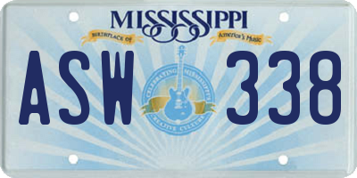 MS license plate ASW338