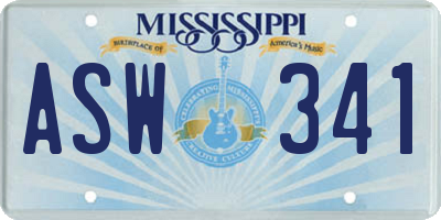MS license plate ASW341