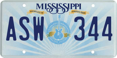 MS license plate ASW344