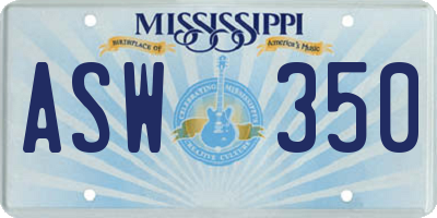 MS license plate ASW350