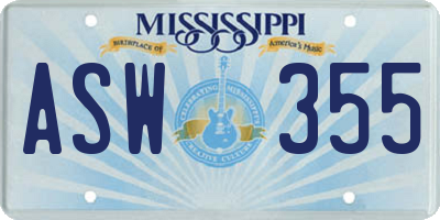 MS license plate ASW355