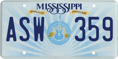 MS license plate ASW359