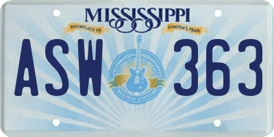 MS license plate ASW363