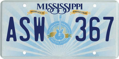 MS license plate ASW367
