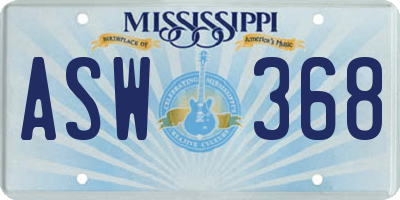 MS license plate ASW368