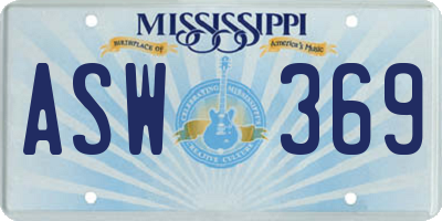 MS license plate ASW369