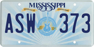 MS license plate ASW373