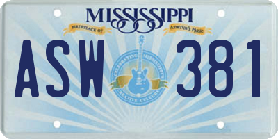 MS license plate ASW381